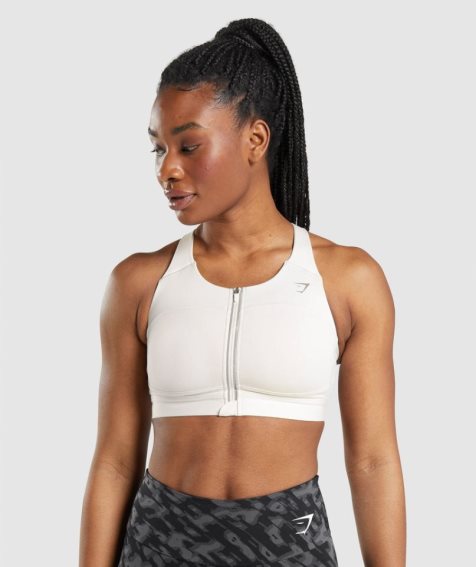 Women's Gymshark Speed Sports Bra White | CA 3861A7